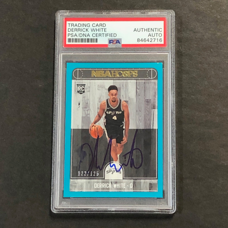 2017-18 Panini NBA Hoops #279 122/125 Derrick White Signed Card AUTO PSA/DNA Slabbed Spurs RC
