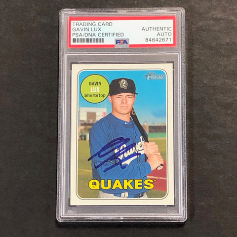 2018 Topps Heritage #44 Gavin Lux Signed Card PSA Slabbed Auto Dodgers