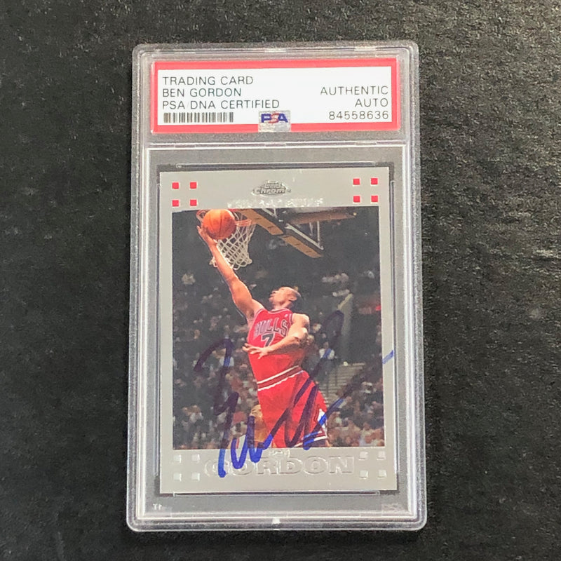 2007-08 Topps Chrome #77 Ben Gordon Signed Card AUTO PSA Slabbed Bulls