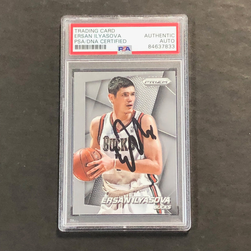 2014-15 Panini Prizm #33 Ersan Ilyasova Signed Card AUTO PSA Slabbed Bucks
