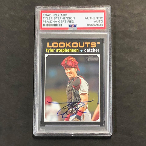 2020 Topps Heritage Lookouts #30 Tyler Stephenson Signed Card AUTO PSA Slabbed Braves