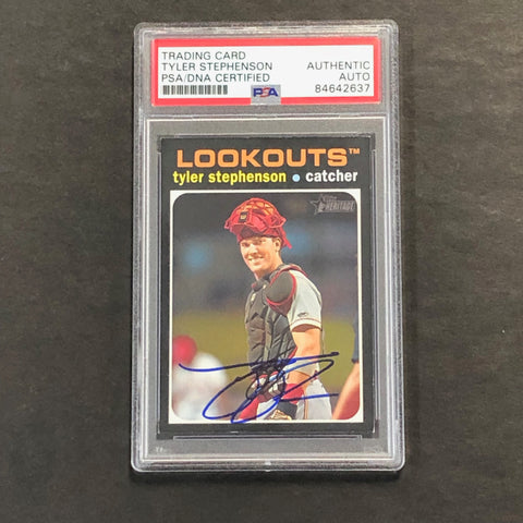 2020 Topps Heritage Lookouts #30 Tyler Stephenson Signed Card AUTO PSA Slabbed Braves