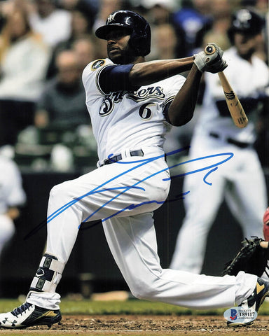 Lorenzo Cain signed 8x10 photo BAS Beckett Milwaukee Brewers Autographed