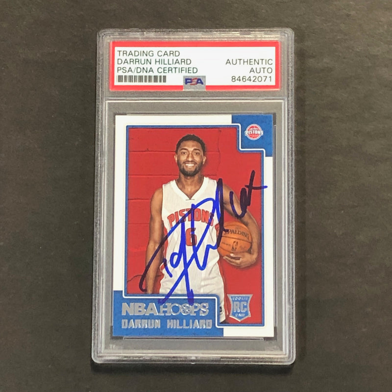 2015-16 NBA Hoops #297 Darrun Hilliard Signed Card AUTO PSA Slabbed RC Pistons