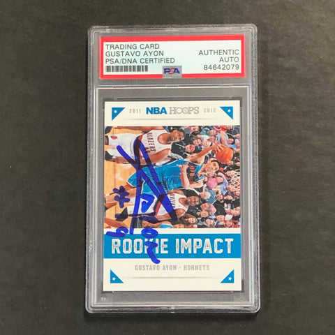 2011-12 NBA Hoops Rookie Impact #18 Gustavo Ayon Signed Card AUTO PSA Slabbed Hornets
