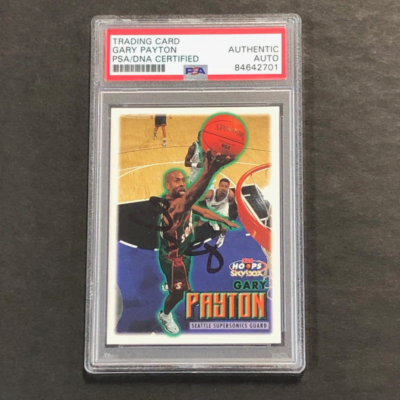 1999-2000 Hoops Skybox #25 Gary Payton Signed Card AUTO PSA Slabbed Seattle Supersonics