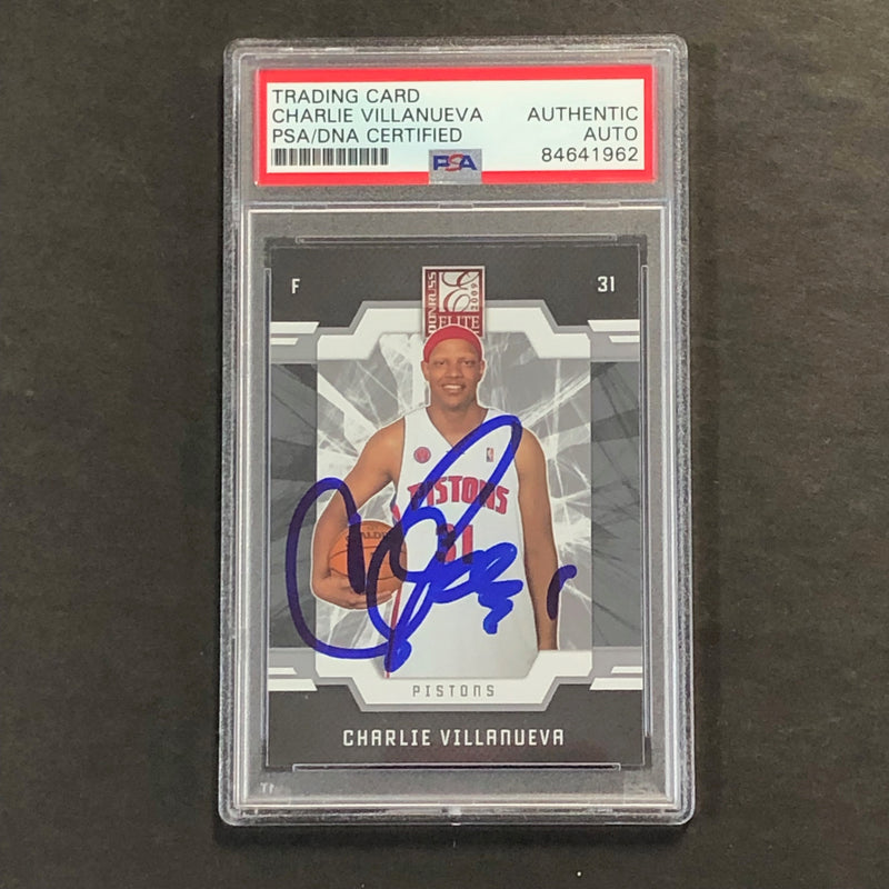 2009-10 Panini Elite #30 Charlie Villanueva Signed Card AUTO PSA/DNA Slabbed Pistons