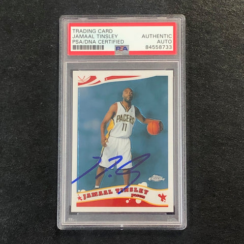 2005-06 Topps Chrome Basketball #136 Jamaal Tinsley Signed Card AUTO PSA Slabbed Pacers