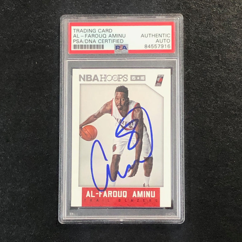 2015-16 NBA Hoops #25 Al-Farouq Aminu Signed Card AUTO PSA Slabbed Trail Blazers