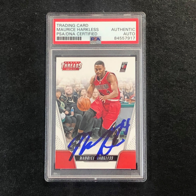 2015-16 Panini Threads #46 Maurice Moe Harkless Signed Card AUTO PSA Slabbed Trail Blazers