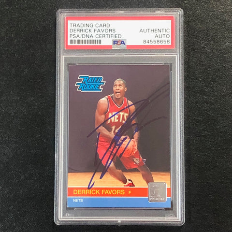 2010-11 Donruss Rated Rookie #230 Derrick Favors Signed Card AUTO PSA Slabbed Nets