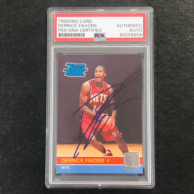 2010-11 Donruss Rated Rookie #230 Derrick Favors Signed Card AUTO PSA Slabbed Nets
