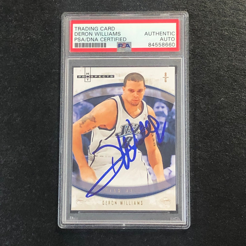 2007-08 Fleer Hot Prospects #50 Deron Williams Signed Card AUTO PSA Slabbed Jazz