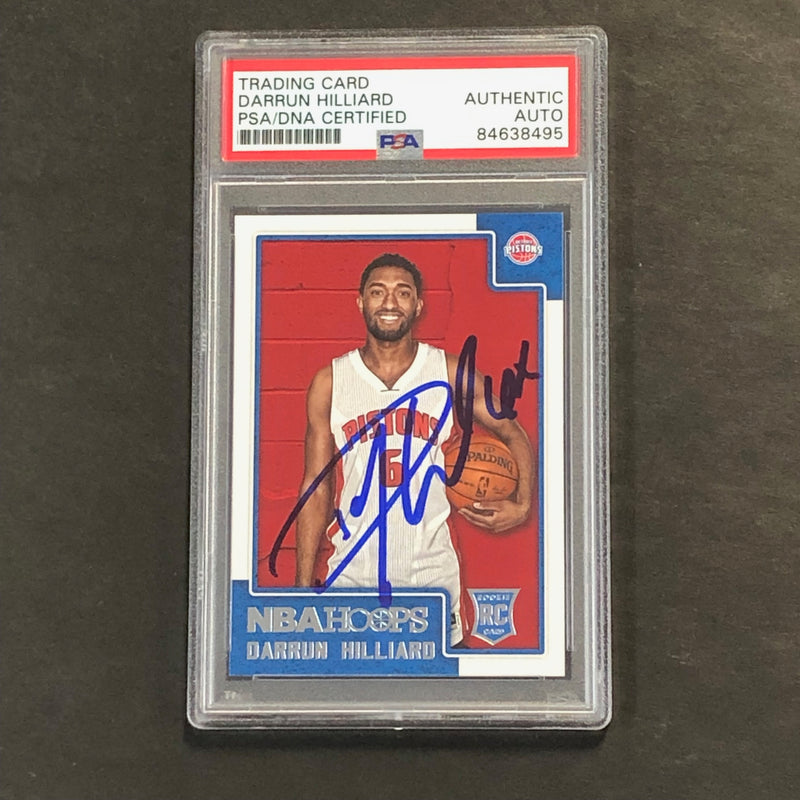 2015-16 NBA Hoops #297 Darrun Hilliard Signed Card AUTO PSA Slabbed RC Pistons