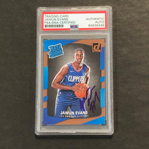 2017-18 Panini Donruss #162 JAWUN EVANS Signed Card AUTO PSA Slabbed RC Clippers