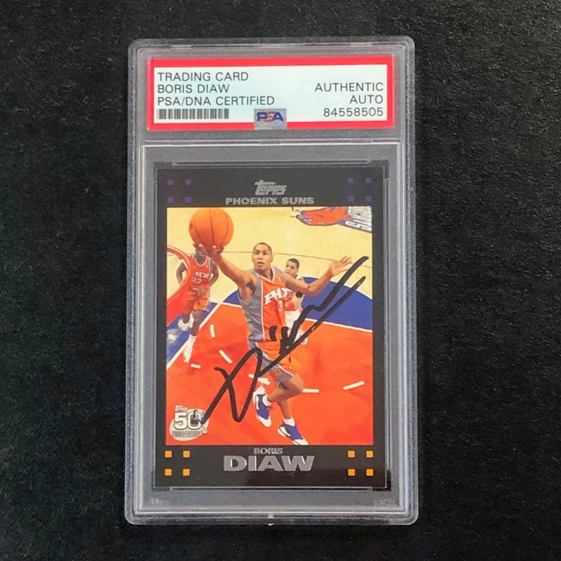 2007-08 Topps 50th Anniversary #63 Boris Diaw Signed Card AUTO PSA Slabbed Suns