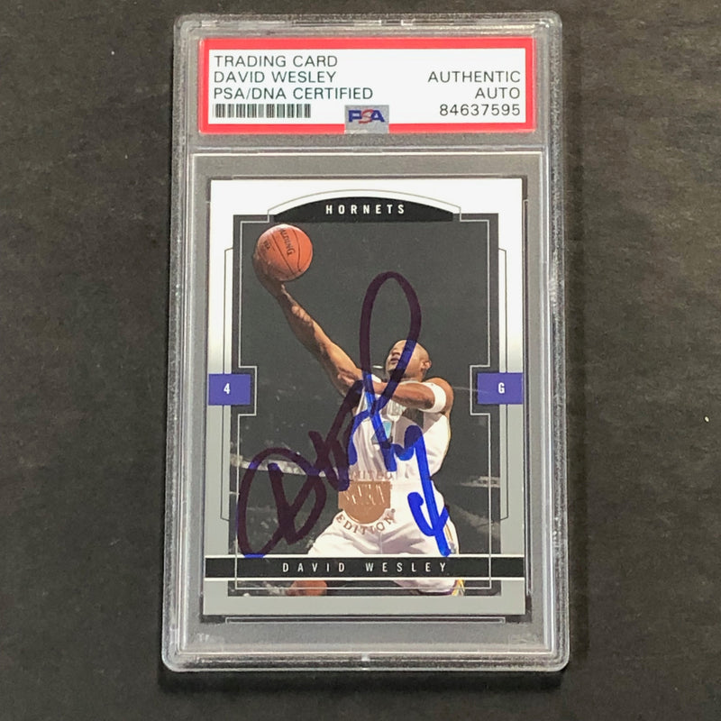 2003-04 NBA Fleer #18 David Wesley Signed Card AUTO PSA Slabbed Hornets