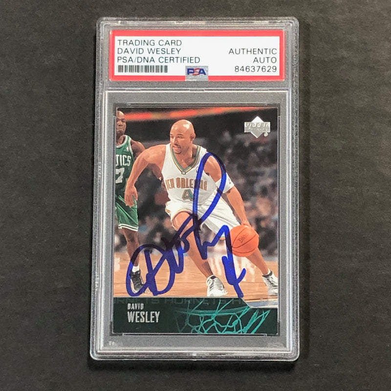 2003-04 Upper Deck Basketball #176 David Wesley Signed Card AUTO PSA Slabbed Hornets