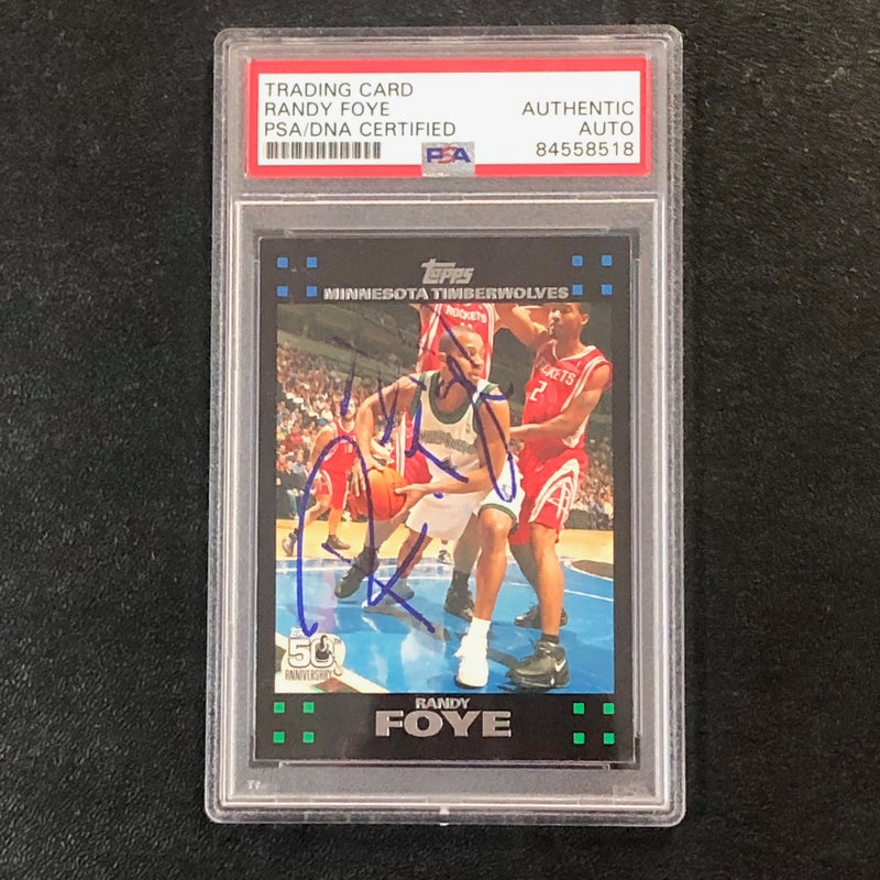 2007-08 Topps Basketball #109 Randy Foye Signed Card AUTO PSA Slabbed RC Minnesota Timberwolves