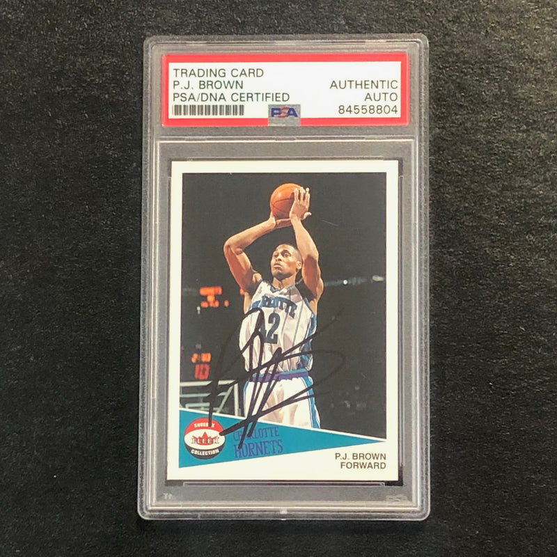 2001-02 Fleer Shoebox Collection #108 PJ BROWN Signed AUTO PSA Slabbed Hornets
