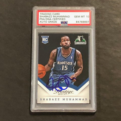 2013-14 Panini Prestige #174 Shabazz Muhammad Signed Rookie Card AUTO 10 PSA Slabbed RC Timberwolves