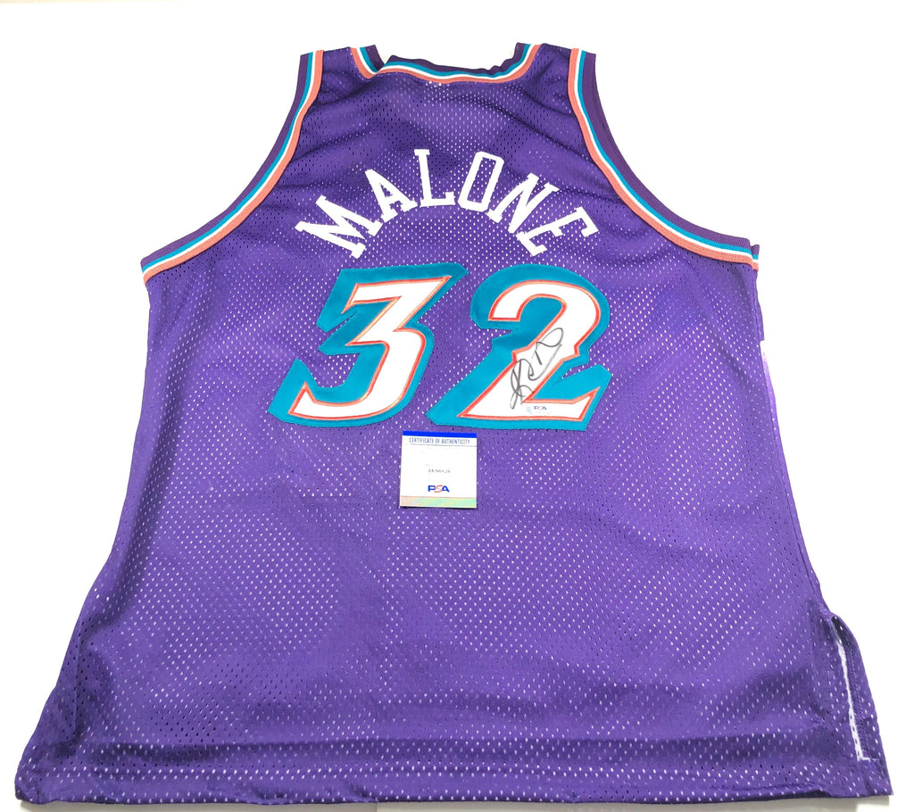 Karl Malone Autographed and Framed Purple Utah Jazz Jersey