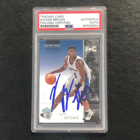 2002 Upper Deck OVATION #90 Kwame Brown Signed Card AUTO PSA Slabbed Wizards