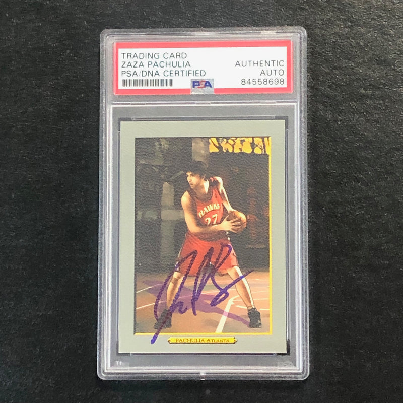 2006-07 Topps Turkey Red #63 Zaza Pachulia Signed Card AUTO PSA Slabbed Hawks