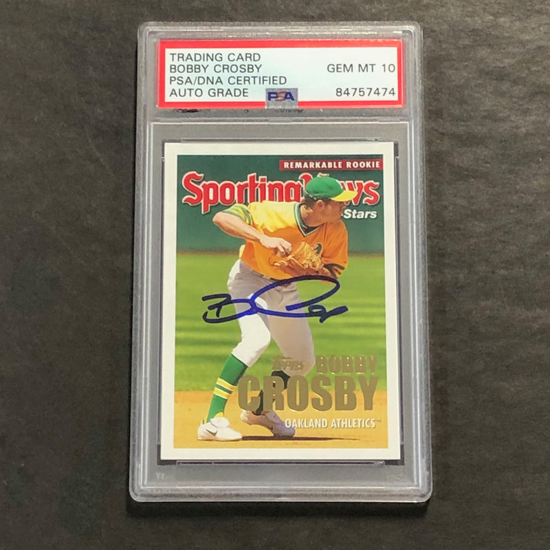 2014 Topps Remarkable Rookies #367 Bobby Crosby Signed Card PSA Slabbed Auto Grade 10 A's