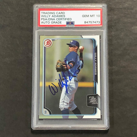2015 Bowman #105 Willy Adames Signed Card PSA Slabbed AUTO Grade 10 Rays