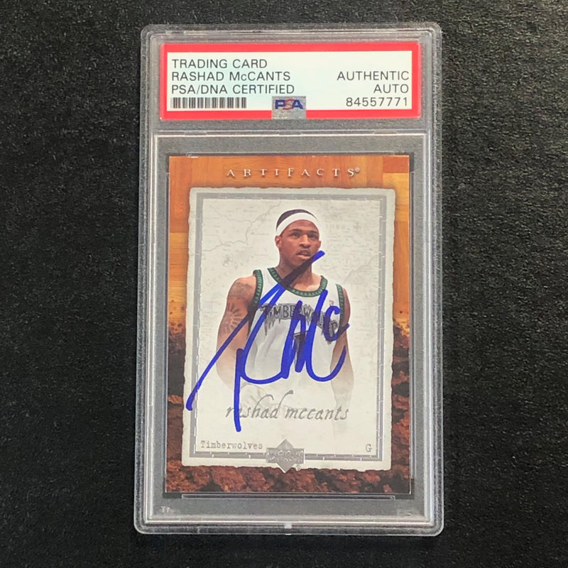 2007-08 Artifacts Basketball #56 Rashad McCants Signed Card AUTO PSA Slabbed Minnesota Timberwolves