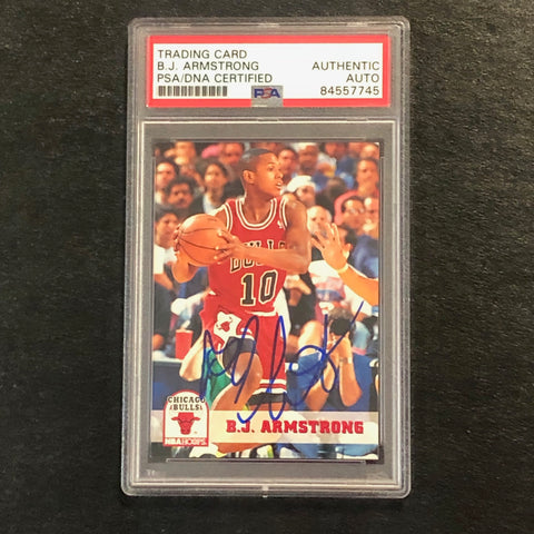1993-94 NBA Hoops #25 B. J. Armstrong Signed Card AUTO PSA Slabbed Bulls