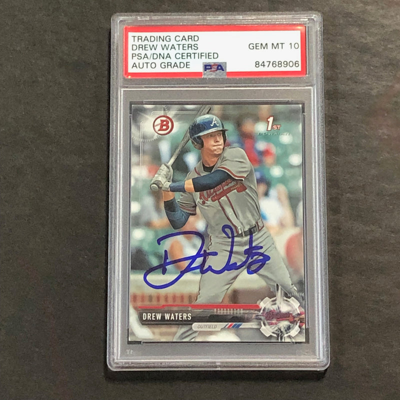 2018 Bowman 1st #BD-90 Drew Waters Signed Card PSA Slabbed Auto Grade 10 Braves