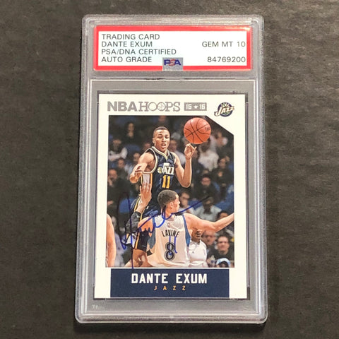 2015-16 NBA Hoops #9 Dante Exum Signed Card AUTO 10 PSA Slabbed Jazz