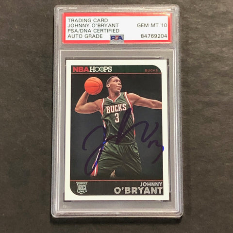 2014-15 NBA Hoops #290 Johnny O'Bryant Signed Card AUTO 10 PSA/DNA Slabbed RC Bucks