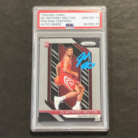 2018-19 Panini Prizm #4 De'Anthony Melton Signed Card AUTO GRADE 10 PSA Slabbed RC Rockets