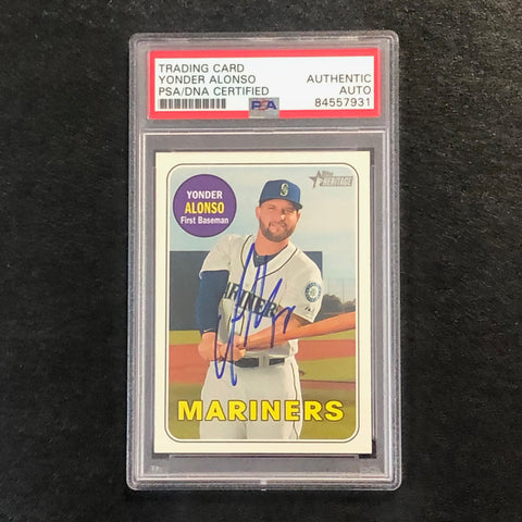 2018 Topps Heritage #82 Yonder Alonso Signed Card PSA Slabbed Auto Mariners