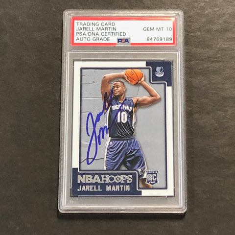 2015-16 NBA Hoops #266 Jarell Martin Signed Card AUTO 10 PSA Slabbed RC Grizzlies