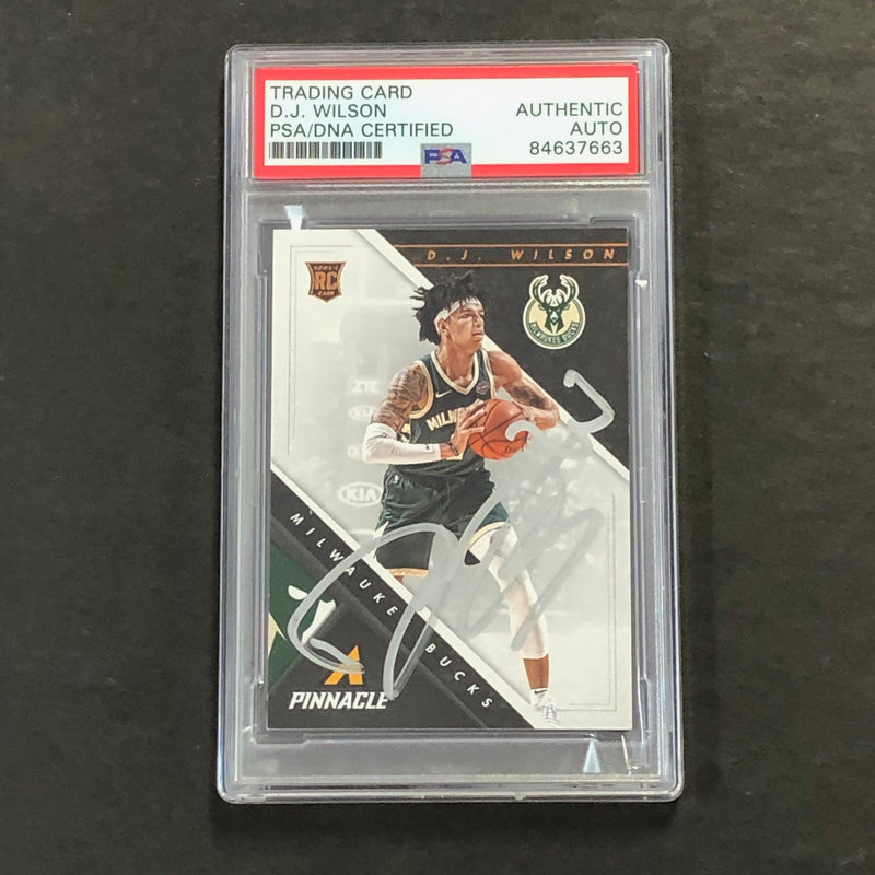 2017-18 Panini Pinnacle #266 D.J. Wilson Signed Card AUTO PSA/DNA Slabbed Bucks