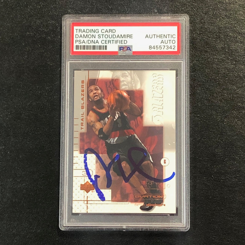 2001-02 Upper Deck Ovation #71 DAMON STOUDAMIRE Signed Card AUTO PSA Slabbed Trail Blazers