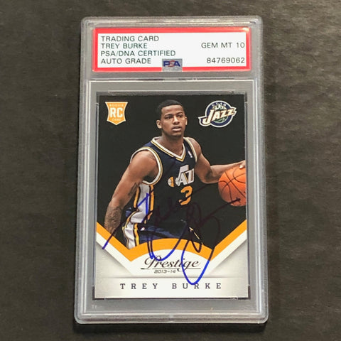 2013-14 Panini Prestige #169 Trey Burke Signed Card AUTO GRADE 10 PSA Slabbed Jazz RC