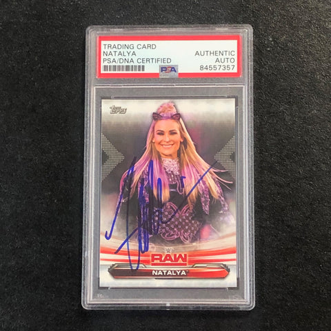 2019 Topps WWE Raw #52 Natalya Signed Card PSA Slabbed Auto