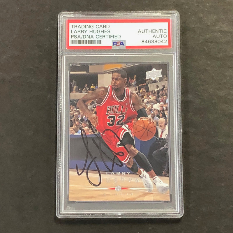 2008-09 Upper Deck #23 Larry Hughes Signed Card AUTO PSA Slabbed Bulls