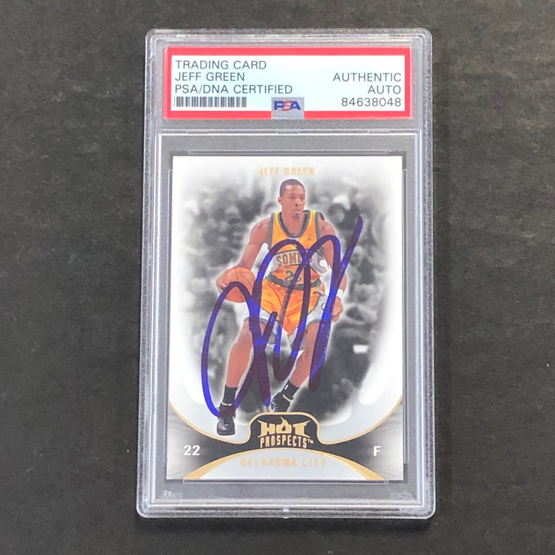 2008-09 Fleer Hot Prospects #34 Jeff Green Signed Card AUTO PSA/DNA Slabbed Thunder