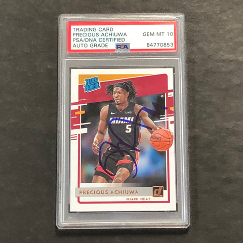 2020-21 Panini Donruss #236 PRECIOUS ACHIUWA Signed Card AUTO 10 PSA/DNA Slabbed RC Heat