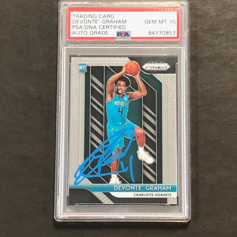 2018 Panini Prizm #288 Devonte' Graham Signed Card AUTO 10 PSA/DNA Slabbed RC Hornets