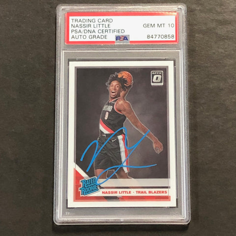 2019-20 Panini Optic #154 Nassir Little Signed Rookie Card AUTO 10 PSA Slabbed RC Blazers