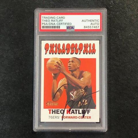2000-01 Topps Heritage #176 Theo Ratliff Signed Card AUTO PSA Slabbed 76ers