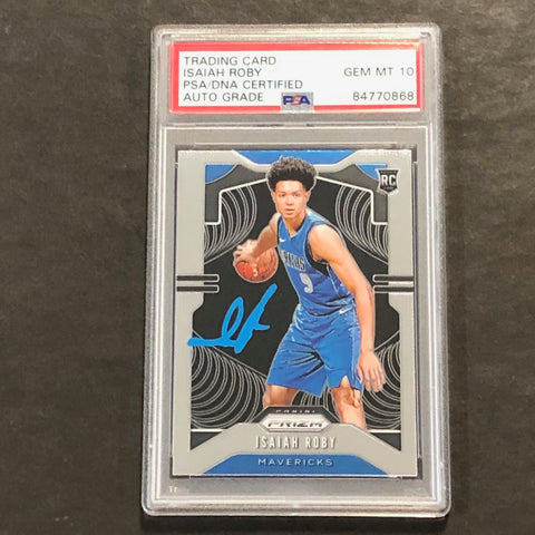 2019-20 Panini Prizm #283 Isaiah Roby Signed Card AUTO 10 PSA Slabbed RC Mavericks