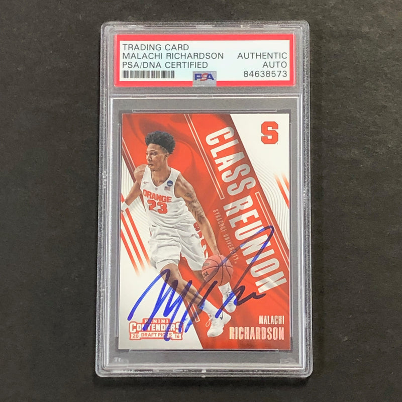 2016-17 Contenders Draft Picks #20 Malachi Richardson Signed Card AUTO PSA Slabbed Syracuse